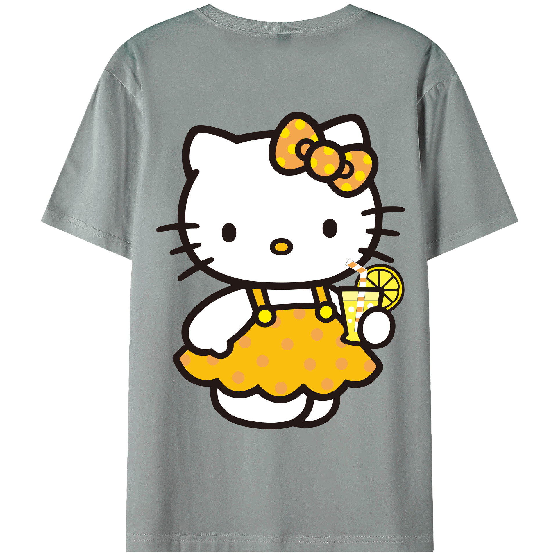 （画像用） Hello Kitty ハローキティ 綿100％ メンズ半袖Tシャツ（バックプリント） 通気性